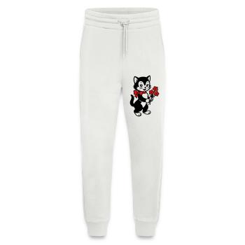 Black Cat with Red Ribbon - Jogging Pants - made by SPREAD  - OFF WHITE - Front