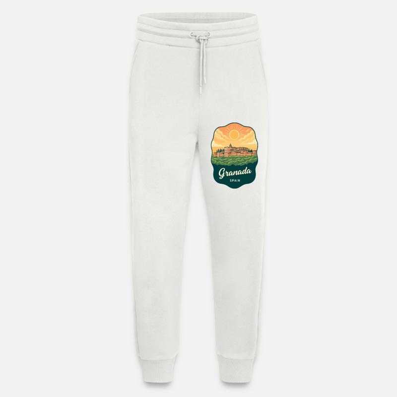 Granada Alhambra Palac Retro Sunset Badge - Jogging Pants - made by SPREAD  - OFF WHITE