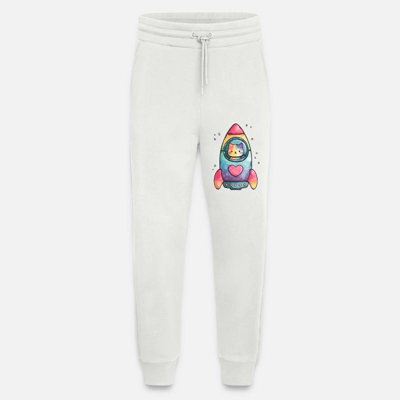 Rainbow Rocket Cat Heart - Jogging Pants - made by SPREAD  - OFF WHITE