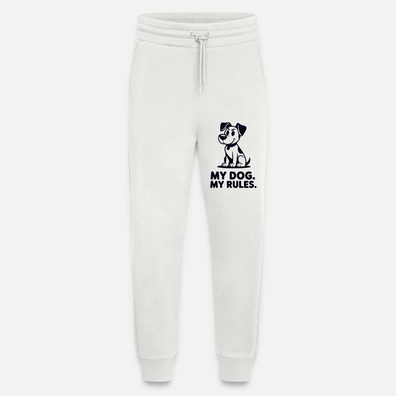 Motif du chien : Mes règles - Pantalon de jogging bio décontracté fabriqué en UE - OFF WHITE