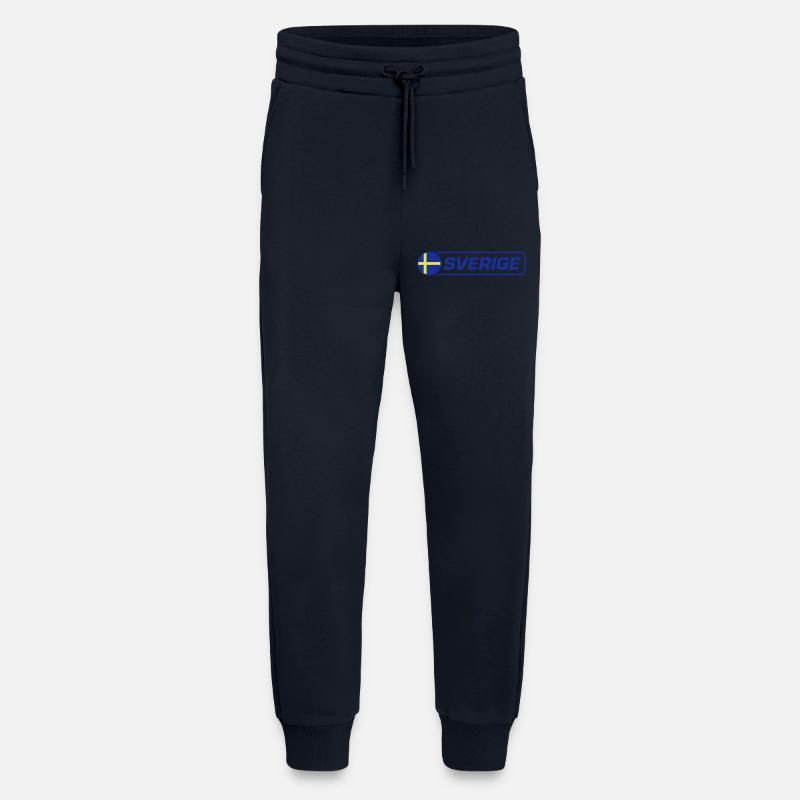 Suède Drapeau Sverige - Pantalon de jogging bio décontracté fabriqué en UE - DARK NAVY