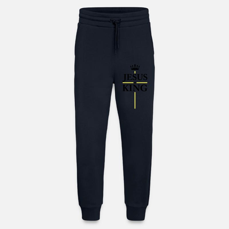 Jésus est Roi - Pantalon de jogging bio décontracté fabriqué en UE - DARK NAVY