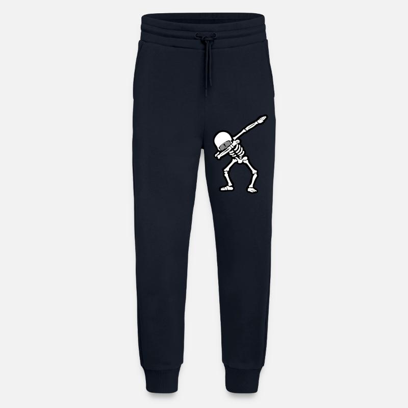 Tamponnage cool du crâne - Pantalon de jogging bio décontracté fabriqué en UE - DARK NAVY