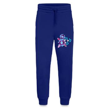 Hypnotic flowers - Fleurs néons - Pantalon de jogging bio décontracté fabriqué en UE - Iconic Blue - Devant