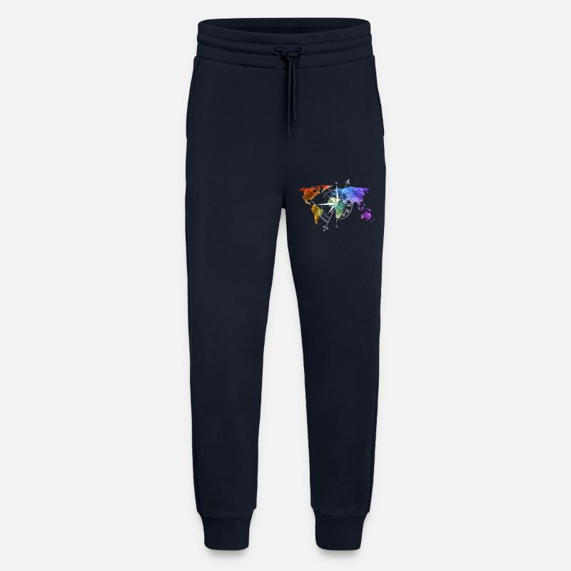 Weltkarte Kompass white - Jogginghose - made by SPREAD - DARK NAVY