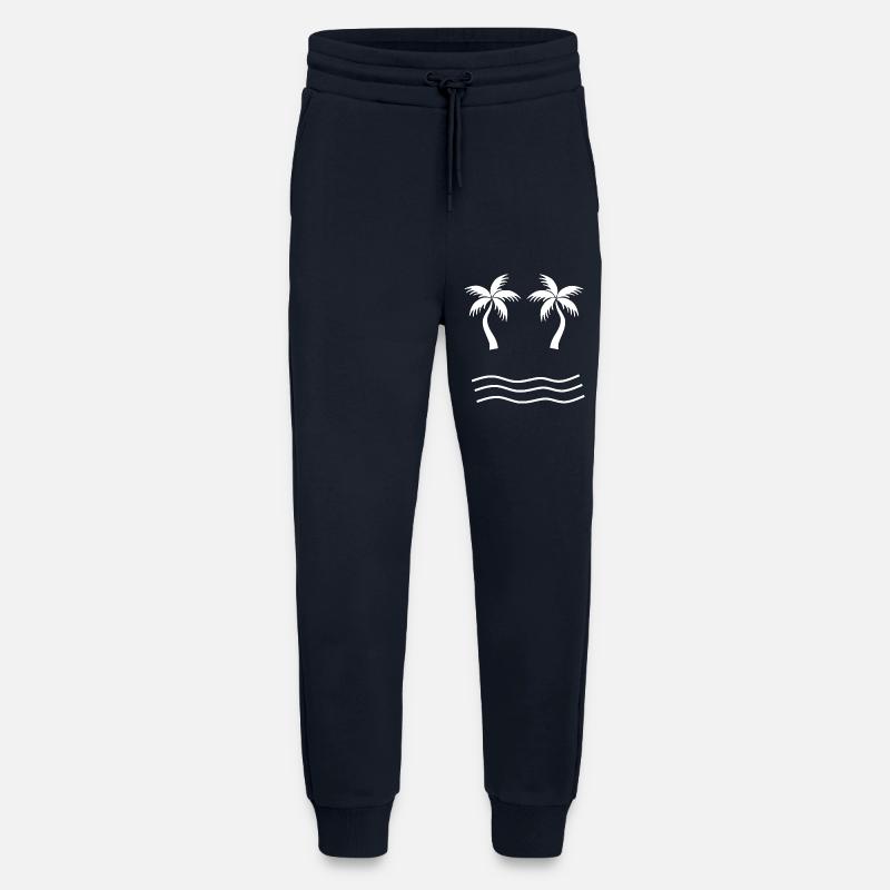 Palm Tree White - Jogging Pants - made by SPREAD  - DARK NAVY