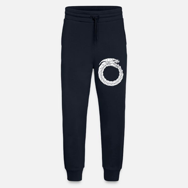 Dragon blanc dévoreur - Pantalon de jogging bio décontracté fabriqué en UE - DARK NAVY