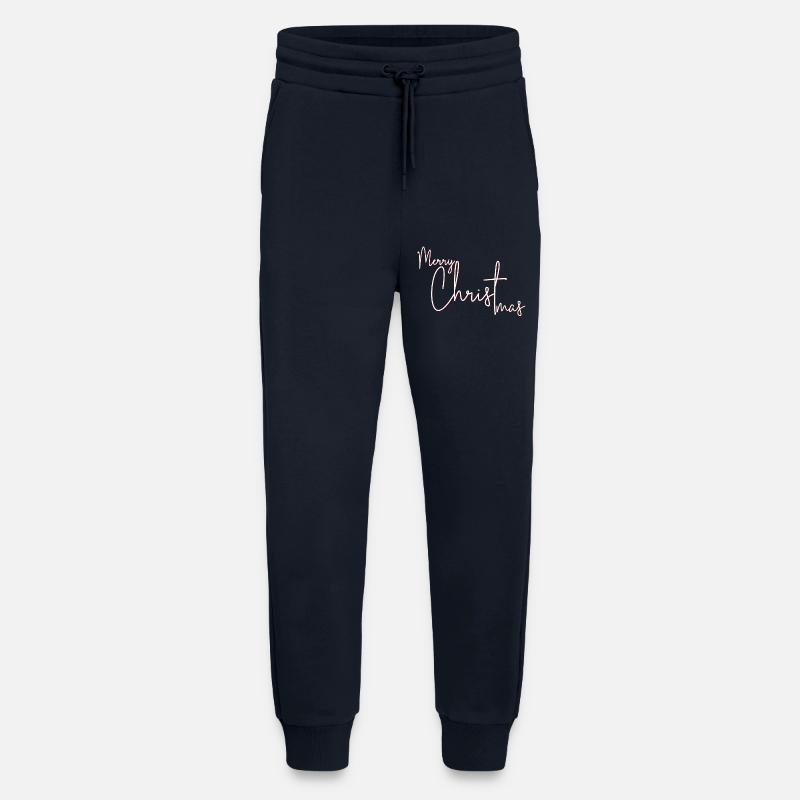 Script Cramoisi Joyeux Noël - Pantalon de jogging bio décontracté fabriqué en UE - DARK NAVY