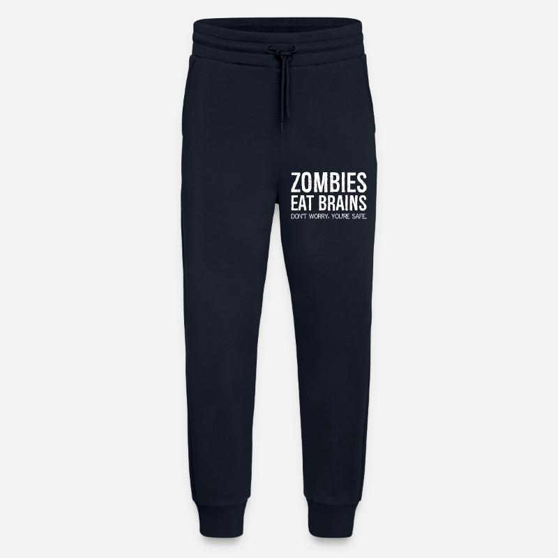 zombies eat brains funny shirt - Pantalon de jogging bio décontracté fabriqué en UE - DARK NAVY