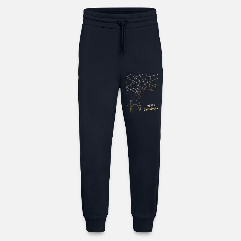 Filigrane de cerf, Joyeux Noël - Pantalon de jogging bio décontracté fabriqué en UE - DARK NAVY