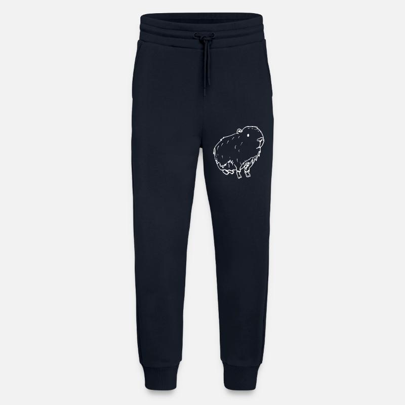 Blanc abstrait de Kapybara - Pantalon de jogging bio décontracté fabriqué en UE - DARK NAVY