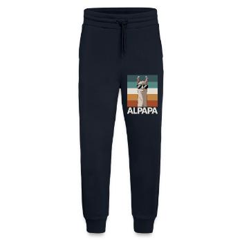 Papa Alpaga Papa Drôle Lama Cadeau de Fête des Pères - Pantalon de jogging bio décontracté fabriqué en UE - DARK NAVY - Devant