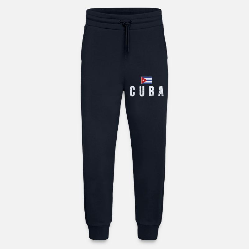 Drapeau cubain, j’adore Cuba - Pantalon de jogging bio décontracté fabriqué en UE - DARK NAVY
