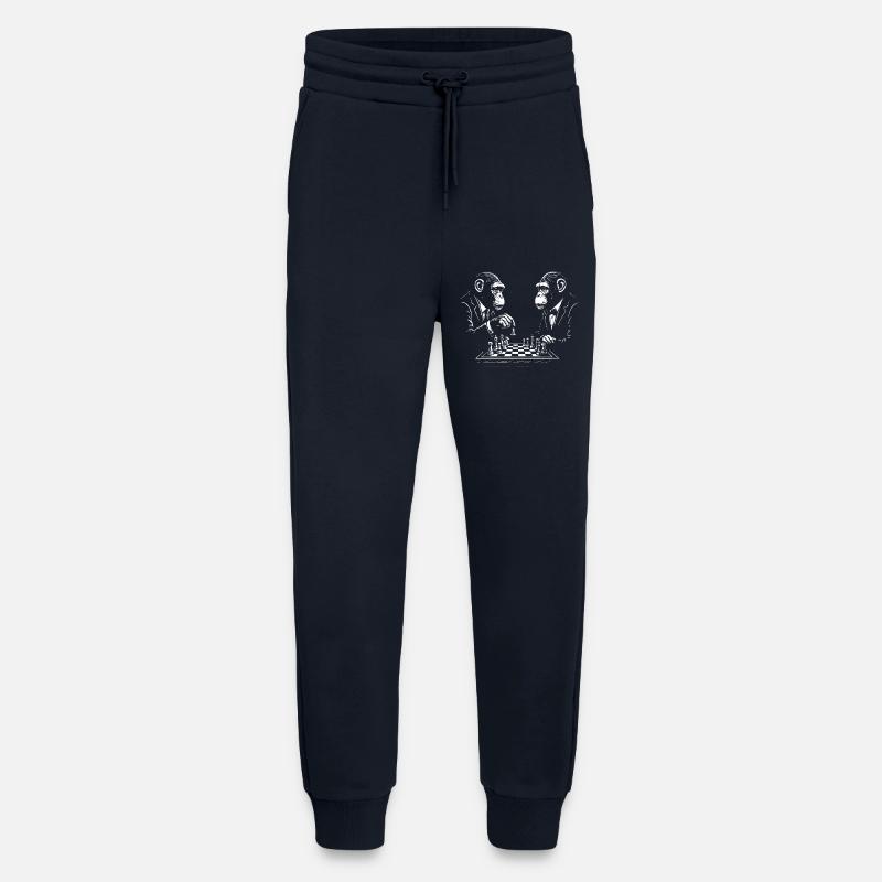 two monkeys play chess - Jogging Pants - made by SPREAD - DARK NAVY