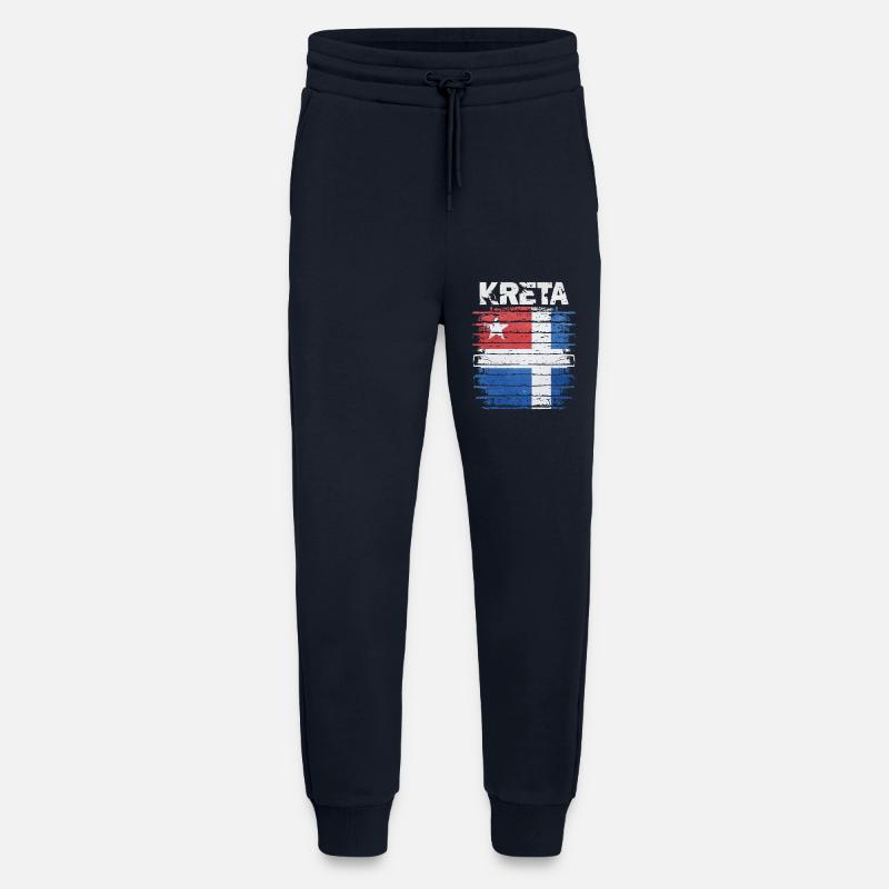 Drapeau de la Crète Impression d’art - Pantalon de jogging bio décontracté fabriqué en UE - DARK NAVY