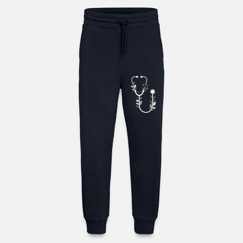 Conception de stéthoscope floral - Pantalon de jogging bio décontracté fabriqué en UE - DARK NAVY