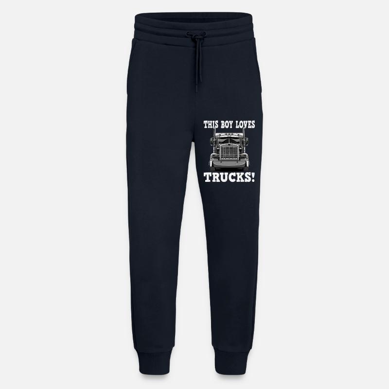Junge liebt Trucks Frontansicht - Jogginghose - made by SPREAD - DARK NAVY