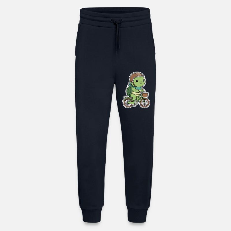 Green turtle on bicycle - Jogging Pants - made by SPREAD  - DARK NAVY