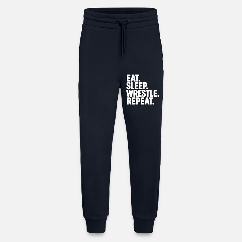 Eat. Sleep. Wrestle. Repeat. - Jogging Pants - made by SPREAD  - DARK NAVY