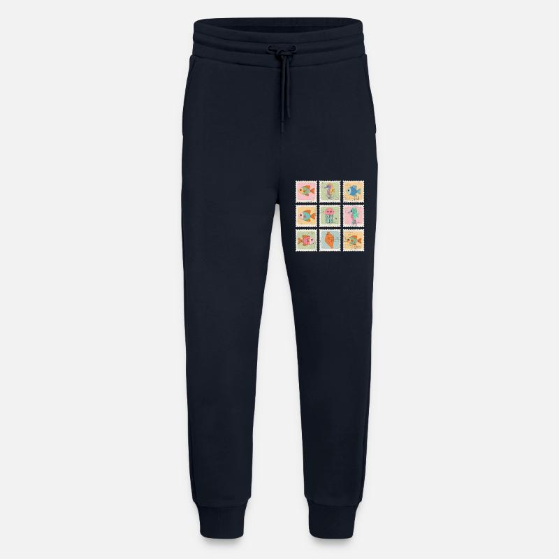 Tiere des Meeres Muster-Stempel - Jogginghose - made by SPREAD - DARK NAVY
