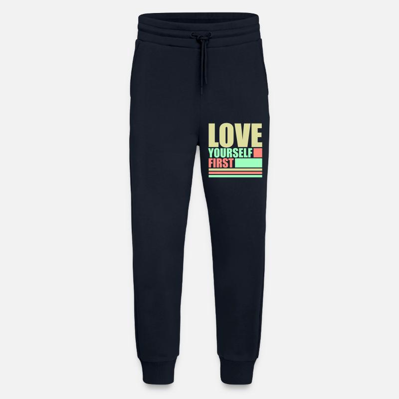 Love Yourself First Selbstliebe Selbstfürsorge - Jogginghose - made by SPREAD - DARK NAVY