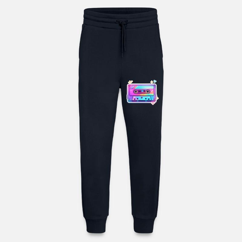 Neon Rainbow Cassette Sticker - Jogging Pants - made by SPREAD  - DARK NAVY