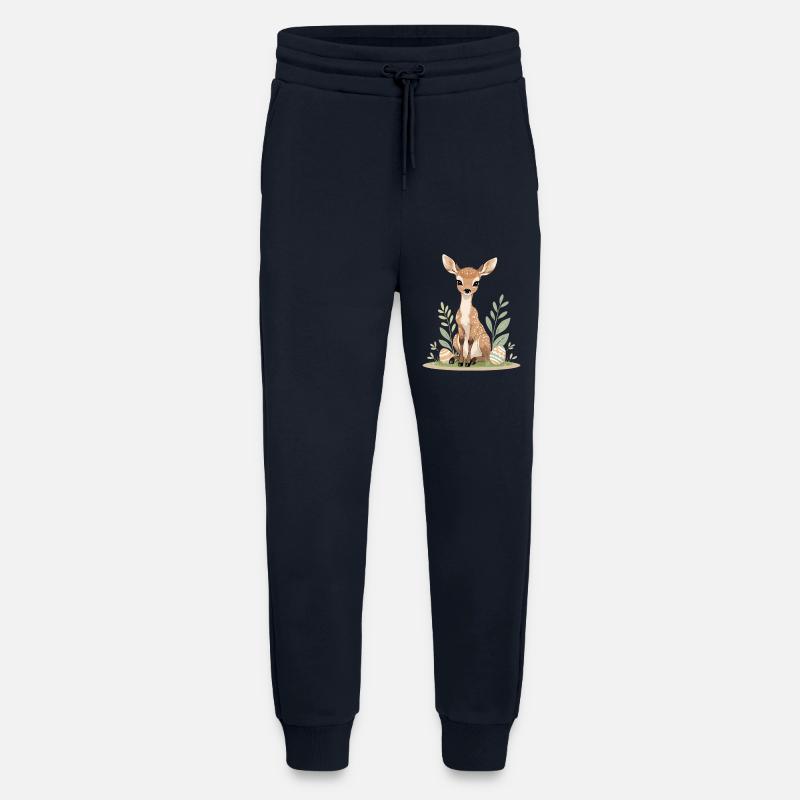 Rehkitz im Frühling mit Blättern - Jogginghose - made by SPREAD - DARK NAVY