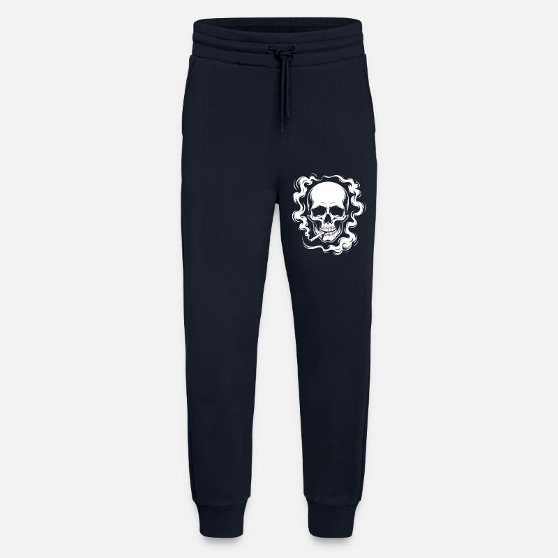 Conception du crâne fumant - Pantalon de jogging bio décontracté fabriqué en UE - DARK NAVY