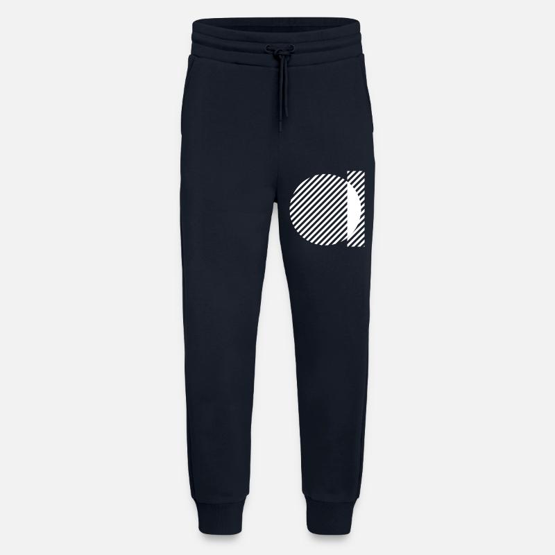 Geometric Stripe Circles Monochrome Pattern - Jogging Pants - made by SPREAD - DARK NAVY