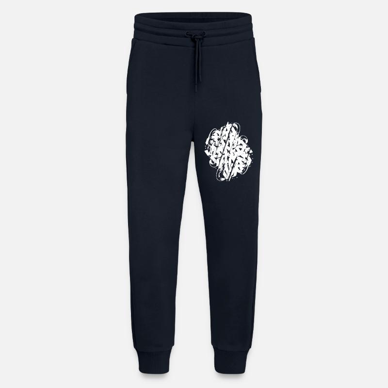 DIRTY ABSTRACT CALLIGRAPHY SHAPE - Jogging Pants - made by SPREAD  - DARK NAVY