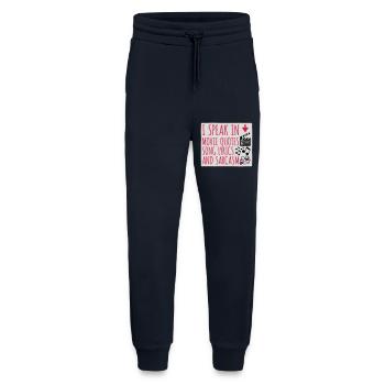 parler des paroles et du sarcasme - Pantalon de jogging bio décontracté fabriqué en UE - DARK NAVY - Devant