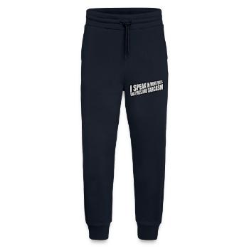 speak lyrics and sarcasm - Jogging Pants - made by SPREAD  - DARK NAVY - Front