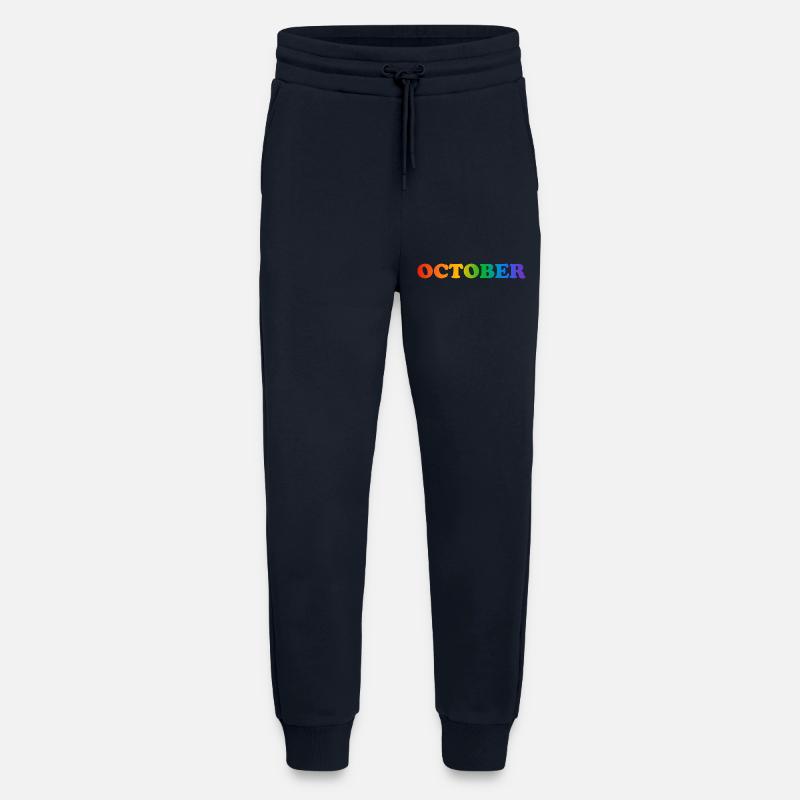 October rainbow text - Jogging Pants - made by SPREAD  - DARK NAVY
