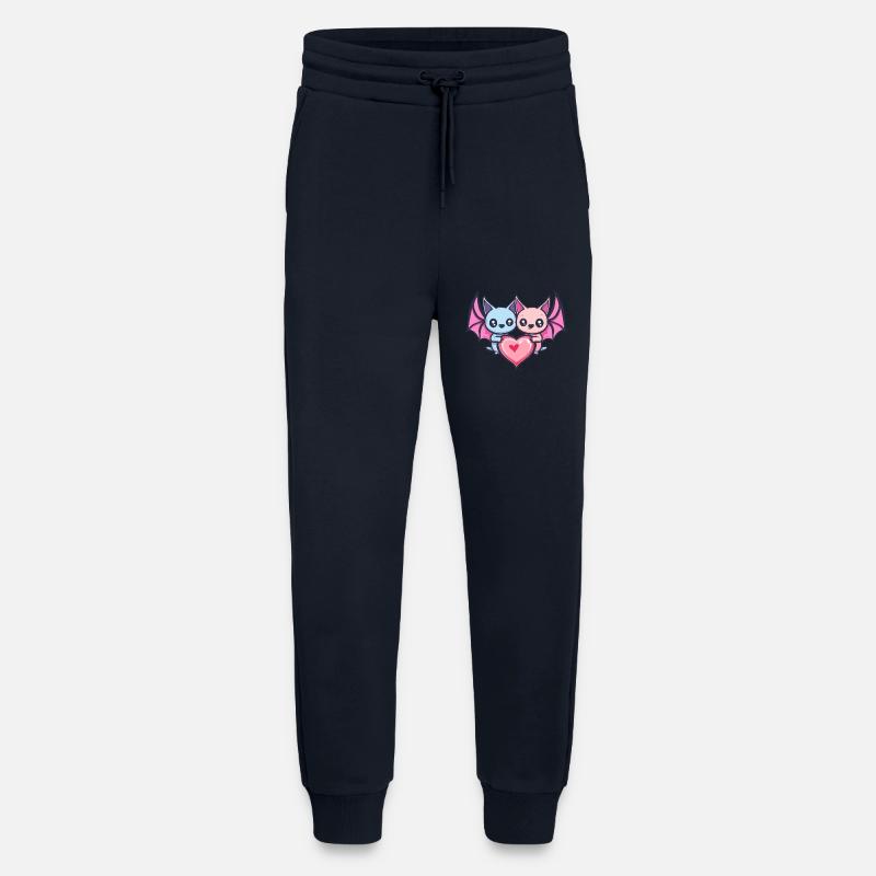 Chauve-souris Couple Amour Saint-Valentin - Pantalon de jogging bio décontracté fabriqué en UE - DARK NAVY