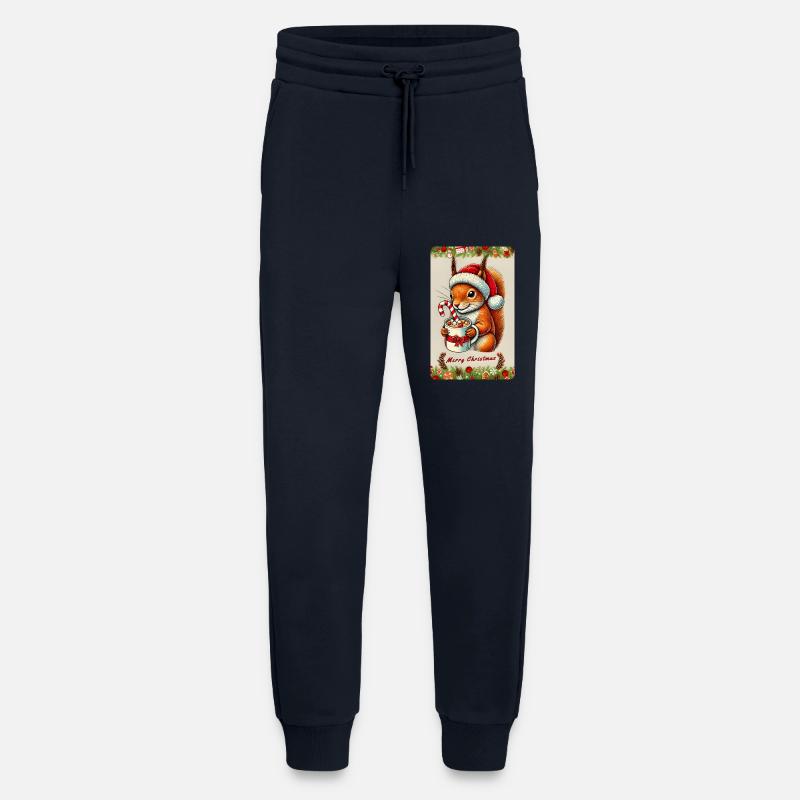 Weihnachts-Eichhörnchen mit heißer Schokolade - Jogginghose - made by SPREAD - DARK NAVY