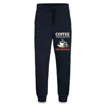 Le café a meilleur goût en Croatie - Pantalon de jogging bio décontracté fabriqué en UE - DARK NAVY - Devant