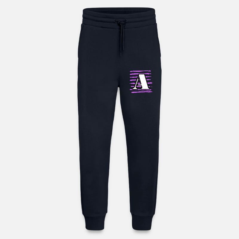 black white purple stripes a - Jogging Pants - made by SPREAD  - DARK NAVY