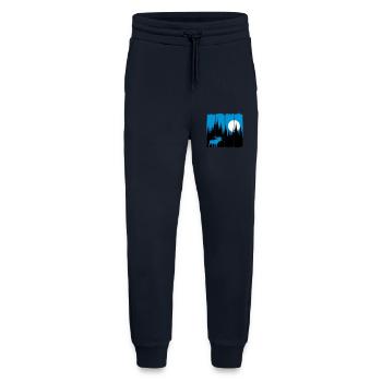 Moose in front of the moon / sun forest dweller forest deer animal - Jogging Pants - made by SPREAD  - DARK NAVY - Front