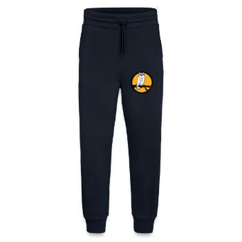 hibou aigle hibou branche arbre forêt lune nuit pleine lune ronde - Pantalon de jogging bio décontracté fabriqué en UE - DARK NAVY - Devant