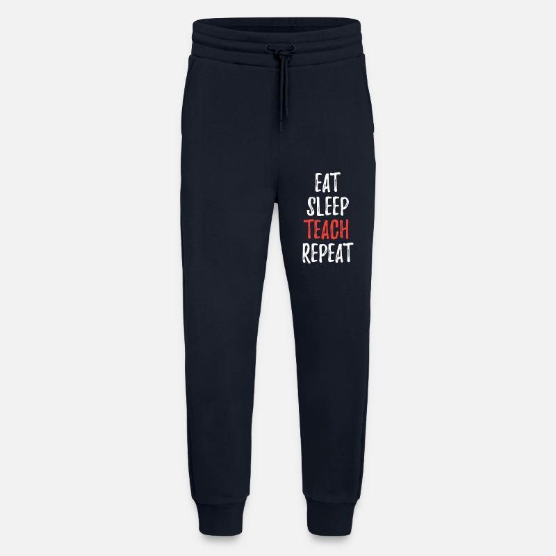 Mangez Sleep Teach Repeat - Pantalon de jogging bio décontracté fabriqué en UE - DARK NAVY