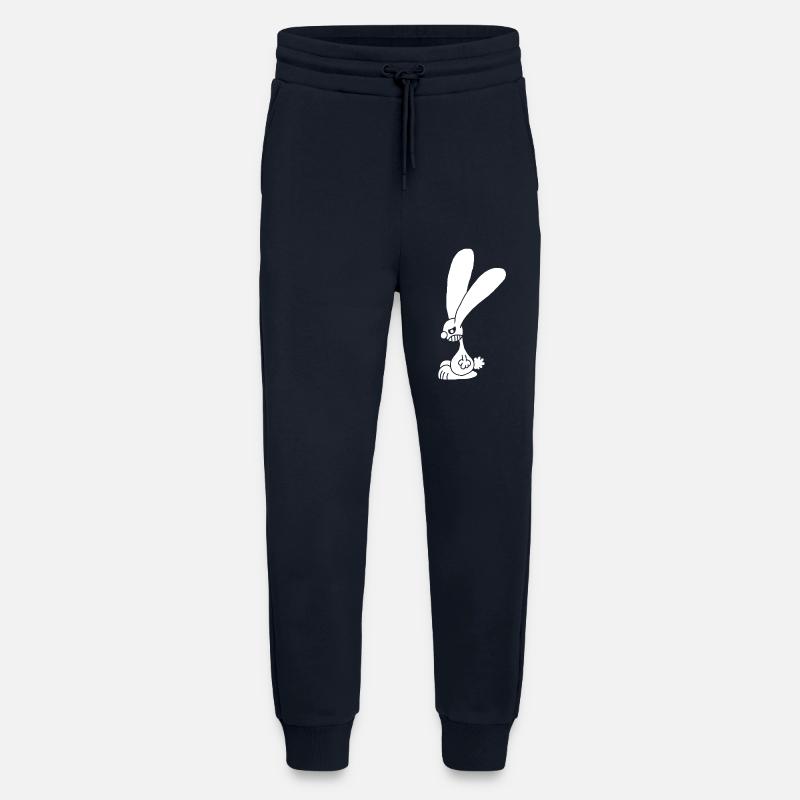 Lapin blanc grognon - Pantalon de jogging bio décontracté fabriqué en UE - DARK NAVY