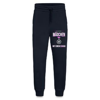 Mädchen mit Einrad Motiv – Mutig & Retro - Jogginghose - made by SPREAD - DARK NAVY - Vorne