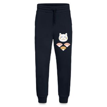 Japanische Katze mit Fächern L weiß - Jogginghose - made by SPREAD - DARK NAVY - Vorne