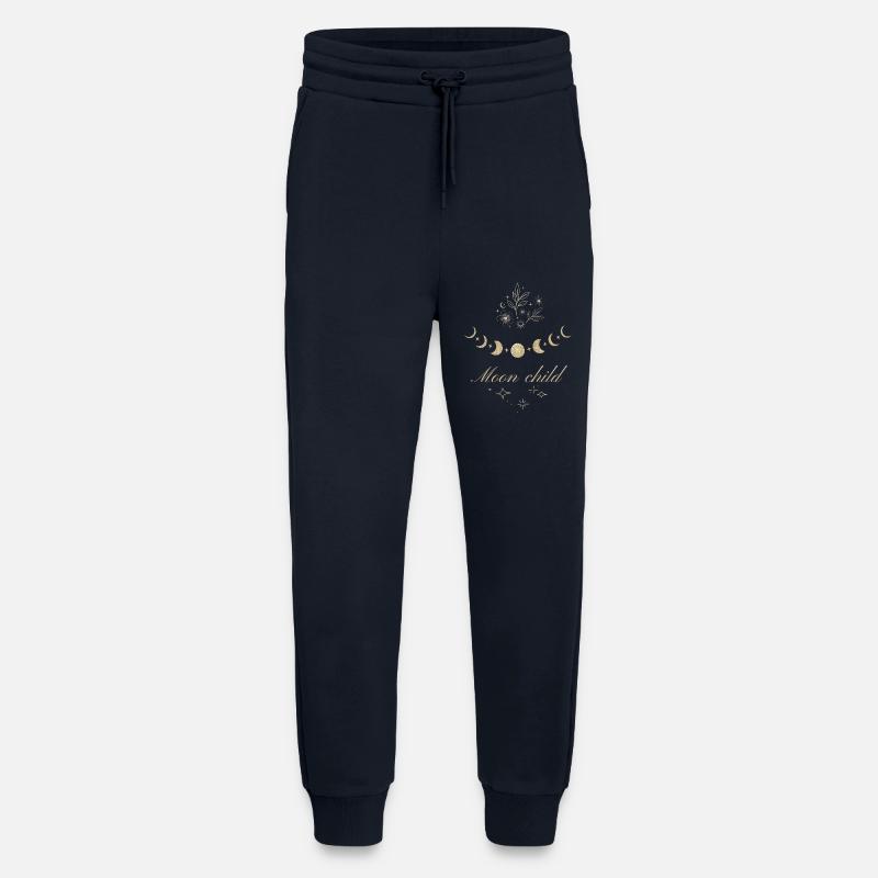 Mondphasen und Sterne mit Mondkind-Text. - Jogginghose - made by SPREAD - DARK NAVY