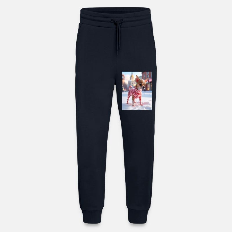 Chihuahua im roten Wirbelpullover - Jogginghose - made by SPREAD - DARK NAVY