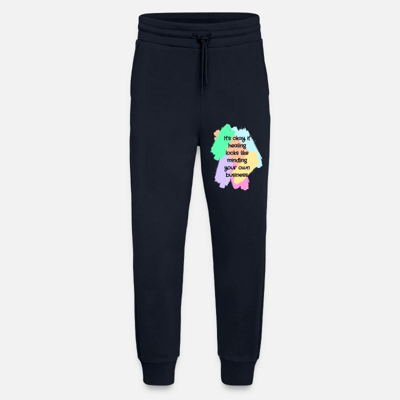 Healing Boundaries Slogan - Pantalon de jogging bio décontracté fabriqué en UE - DARK NAVY
