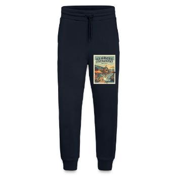 Marché aux poissons vintage de Hambourg - Pantalon de jogging bio décontracté fabriqué en UE - DARK NAVY - Devant