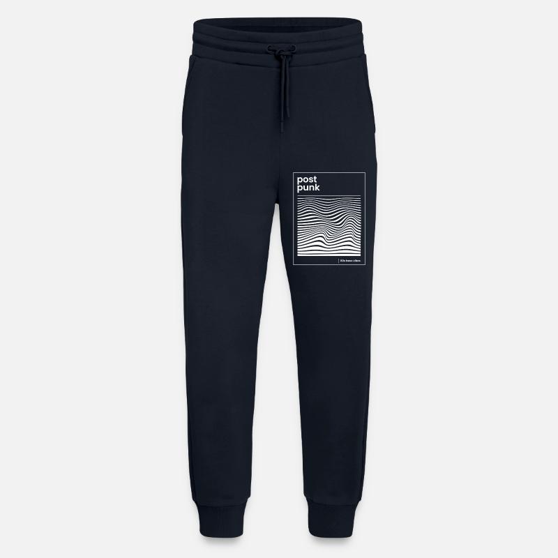 Affiche de motifs post-punk wave - Pantalon de jogging bio décontracté fabriqué en UE - DARK NAVY
