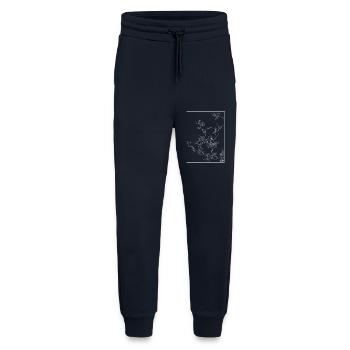 Floral Design Kirschblüten Outline Weiss - Jogginghose - made by SPREAD - DARK NAVY - Vorne