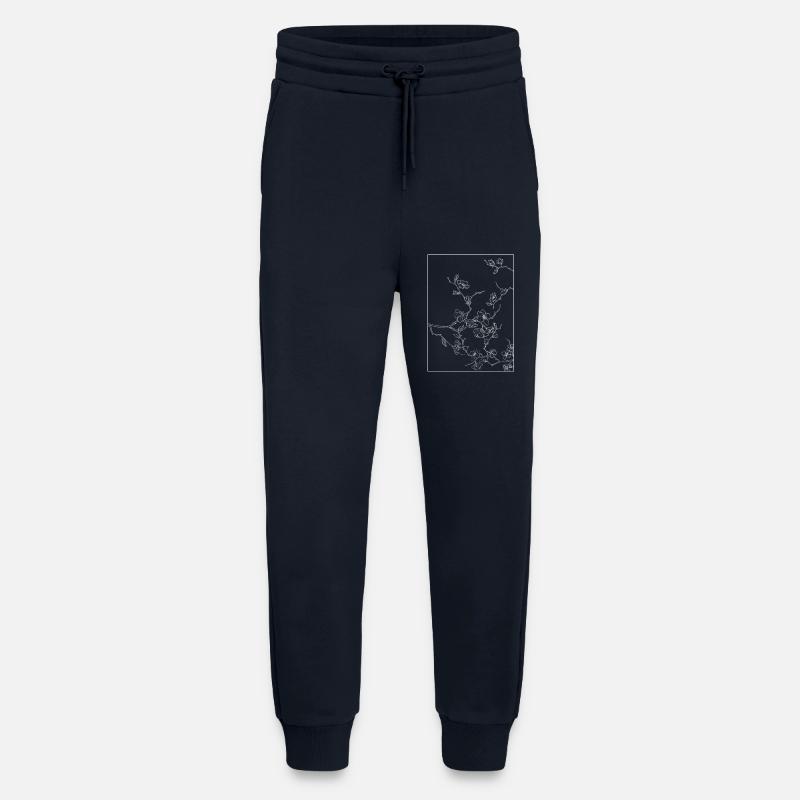 Floral Design Kirschblüten Outline Weiss - Jogginghose - made by SPREAD - DARK NAVY